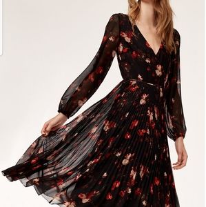 Aritzia Beaune Floral Chiffon Wrap Midi Dress